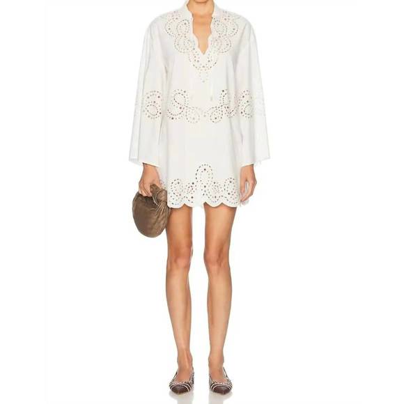 knee length dresses for ladies Simkhai Women's Cleo Cotton Mini Dress, White | Size: 4